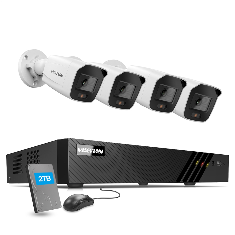 4MP Full Color Night Vision PoE Security System HD NVR Kit 4 Cameras 8  Channel