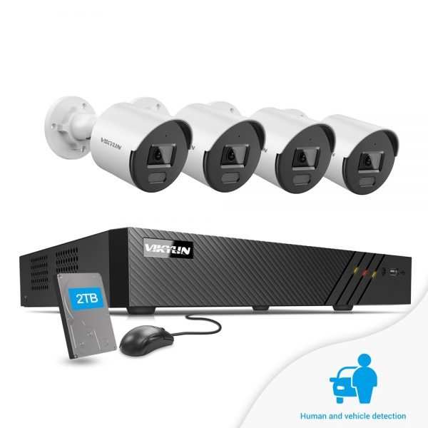 4K POE Security Camera System with 2TB HDD 4Pcs Cameras
