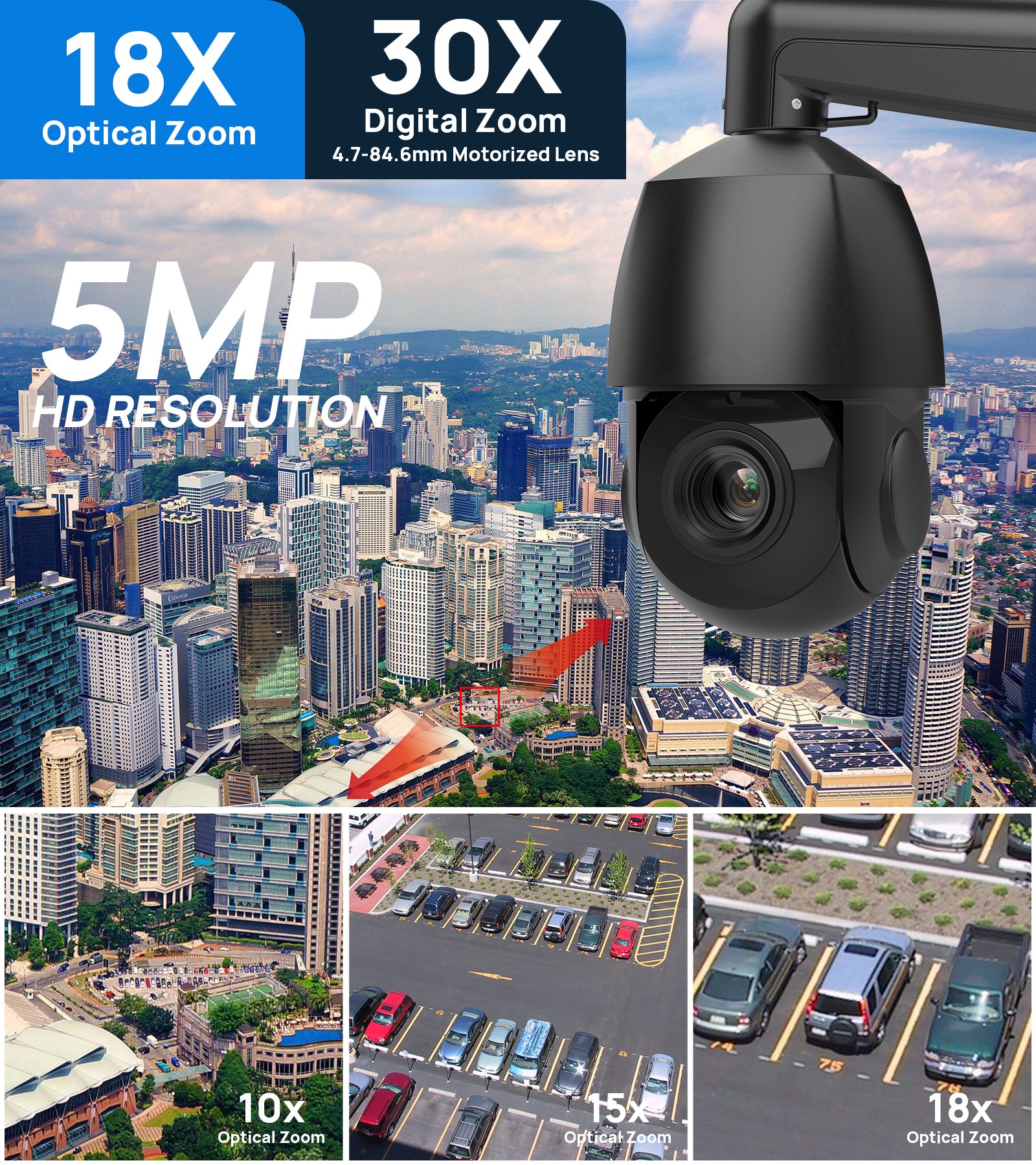 High optical zoom security sales camera