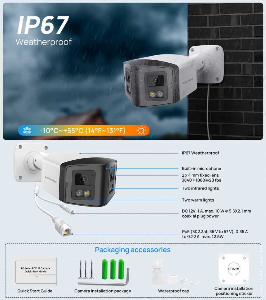 IPC7P8AI-CSL )4K Dual-Lens 180° Panoramic Camera with Night ColorVu