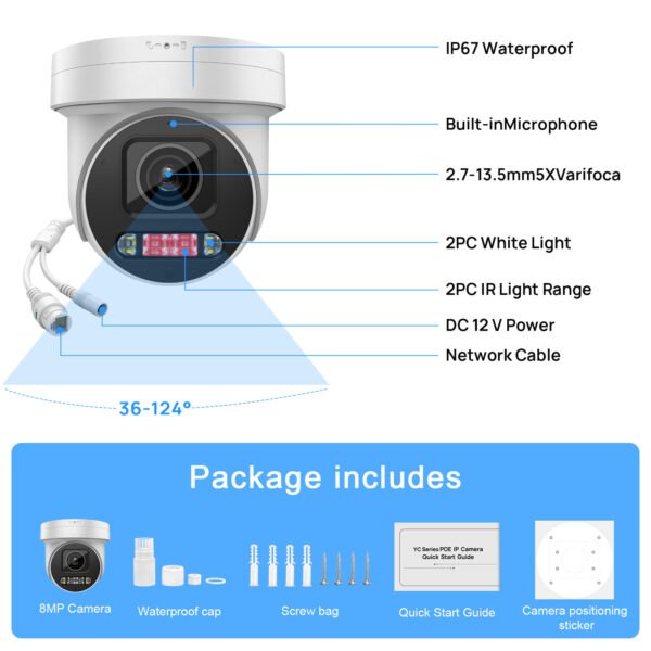 Outdoor 4K PTZ 8MP Full Color POE Camera - Image 9
