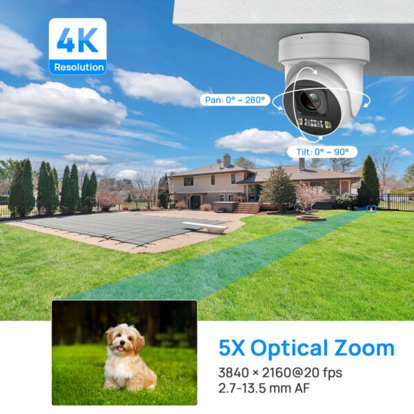 Outdoor 4K PTZ 8MP Full Color POE Camera - Image 3